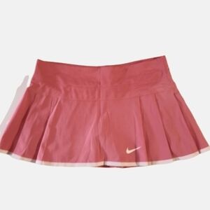 Nike Women's Skirt Skort Dri-Fit Pink White Peats Hem Vents Tennis Athleisure